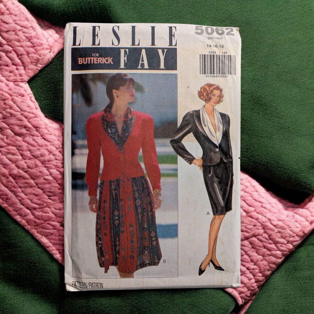 Butterick 5062 ladies sewing pattern Leslie Faye Skirt Suit New size 8-12 Uncut